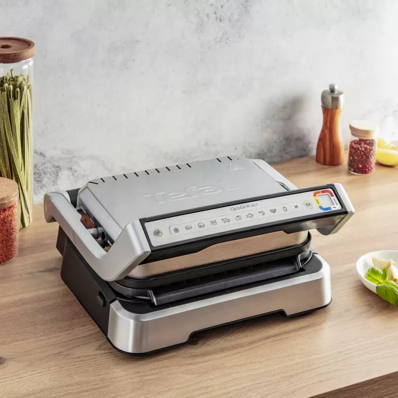 Parrilla de contacto Tefal OptiGrill 4in1 GC774D acero inoxidable 2100W