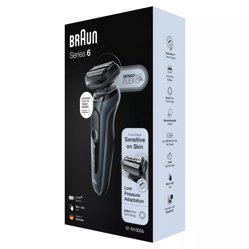 Afeitadora de láminas Braun Series 6 61-N1000s negra, gris