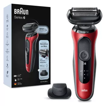 Afeitadora de láminas Braun Series 6 61-R1200s SensoFlex SensoFoil negra roja