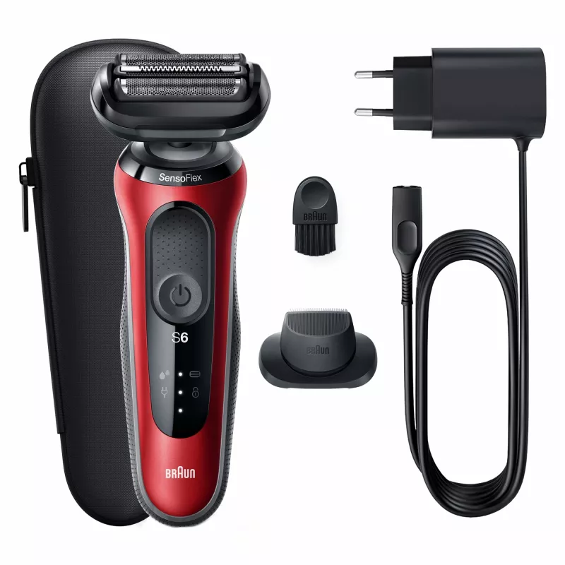 Afeitadora de láminas Braun Series 6 61-R1200s SensoFlex SensoFoil negra roja