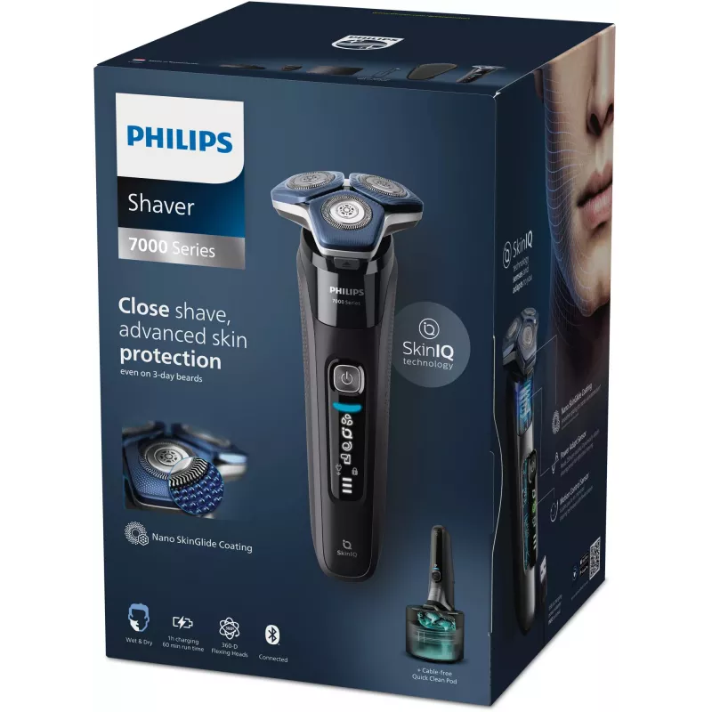 Afeitadora eléctrica rotativa Philips Series 7000 S7886/58 — 3 cabezales, afeitado en húmedo y en seco, batería de Li-Ion, 60 min de autonomía