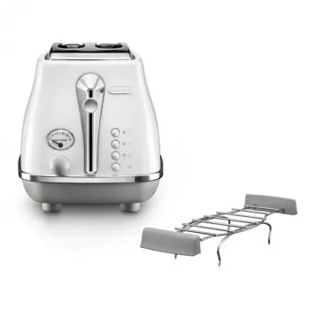 Tostadora De’Longhi CTOC2103.W 2 ranuras 900 W blanca acero inoxidable