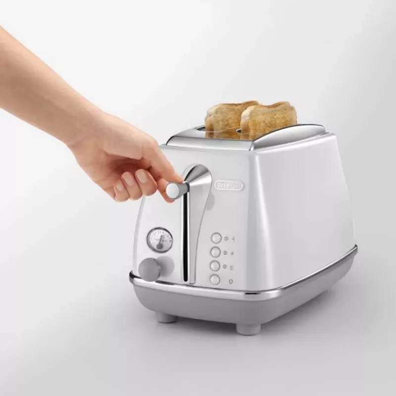 Tostadora De’Longhi CTOC2103.W 2 ranuras 900 W blanca acero inoxidable