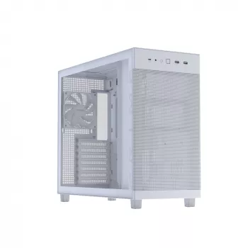 Caja de PC ASUS PRIME AP303 TG White — ATX/Micro-ATX/Mini-ITX, cristal templado, USB-C, soporte para GPU de 360 mm