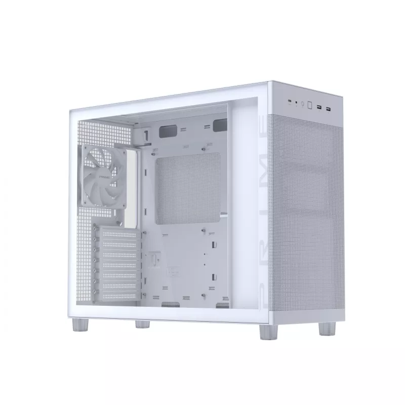 ASUS PRIME AP303 TG 90DC00V3-B39010 caja de PC Midi Tower, ATX/Micro-ATX, cristal templado, 2x USB 3.2, sin fuente de alimentación, blanca