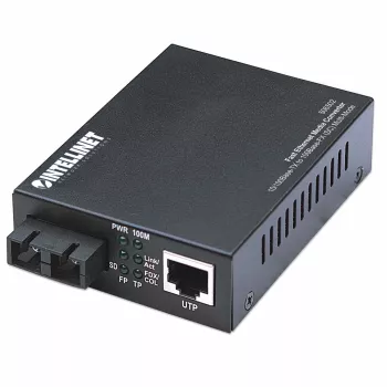 Convertidor de medios Fast Ethernet Intellinet, 10/100Base-Tx a 100Base-Fx (SC) multimodo, 2 km