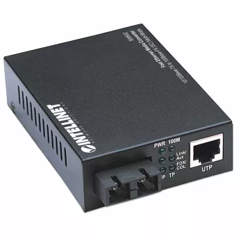 Convertidor de medios Fast Ethernet Intellinet, 10/100Base-Tx a 100Base-Fx (SC) multimodo, 2 km