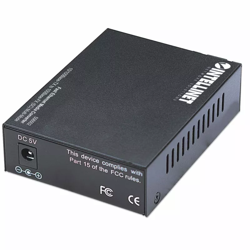 Convertidor de medios Fast Ethernet Intellinet, 10/100Base-Tx a 100Base-Fx (SC) multimodo, 2 km