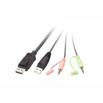 Switch KVM ATEN CS22DP-AT 2 puertos USB DisplayPort, 4K@30Hz, consola USB-A, audio, cable de 1,2 m