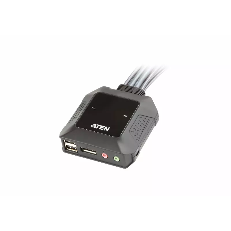 Switch KVM ATEN CS22DP-AT 2 puertos USB DisplayPort, 4K@30Hz, consola USB-A, audio, cable de 1,2 m