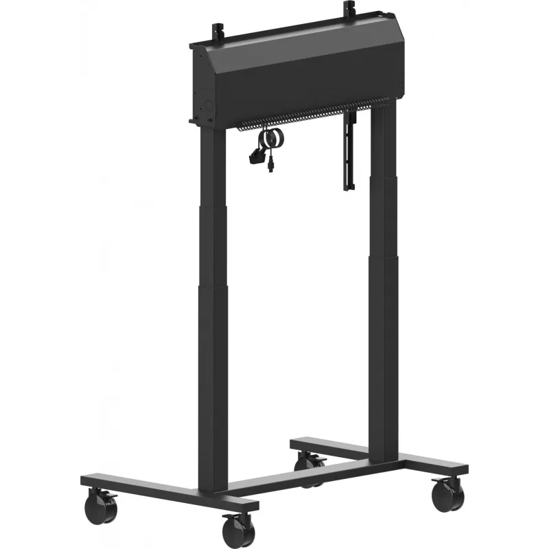 iiyama MD-CAR2031-B1 elevador eléctrico de suelo con ruedas para pantallas de 55–105 pulgadas, máx. 120 kg, VESA 800x600, altura 850–1800 mm, negro