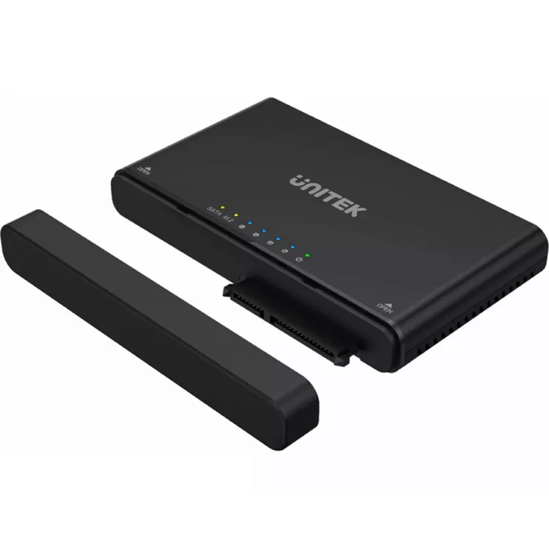 Unitek S1222A adaptador USB-C a unidades M.2 NVMe y SATA de 2,5/3,5 pulgadas con clonación offline, 10 Gbps, negro