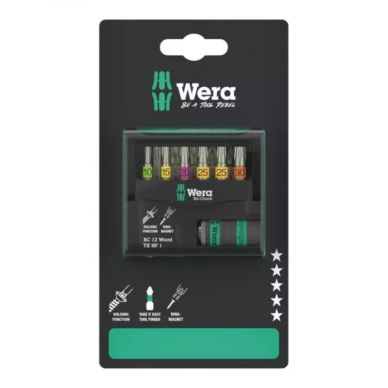 Set de puntas Wera 05073641001 Bit-Check 12 Wood TORX HF 1 SB