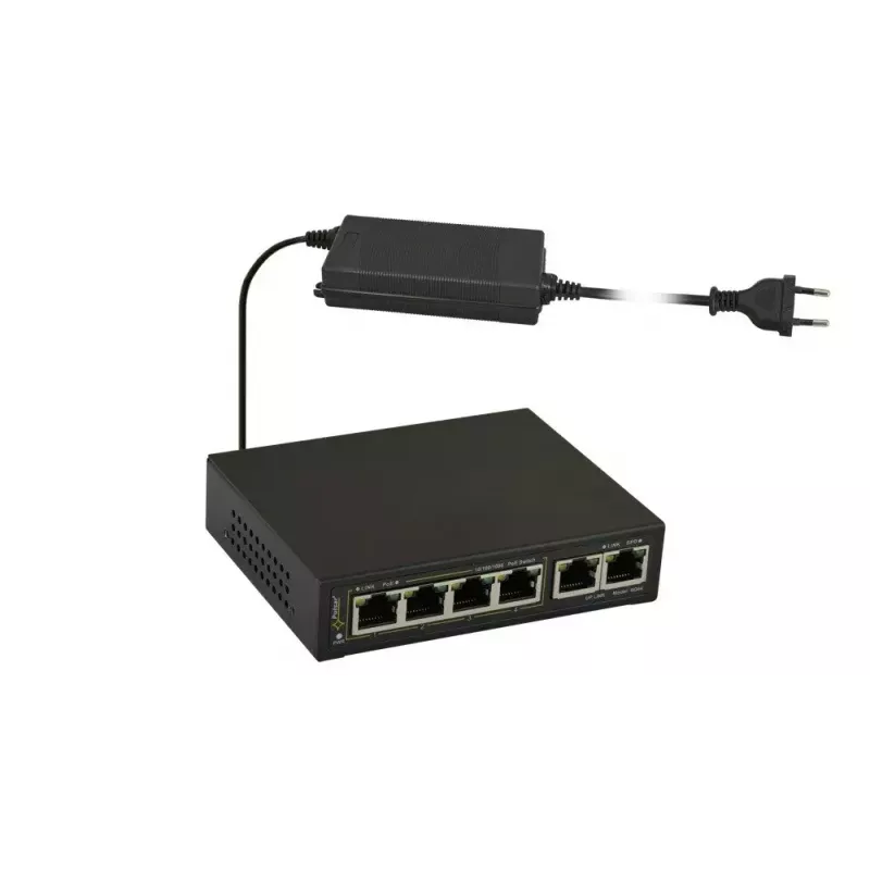 Switch PoE Gigabit PULSAR SG-64 — 4 puertos PoE, 2 puertos uplink