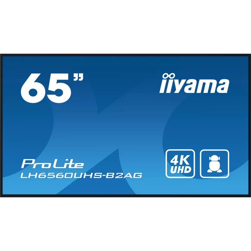iiyama LH6560UHS-B2AG Pantalla de señalización digital A-board 163,8 cm (64,5 inch) LED Wi-Fi 500 cd/m² 4K Ultra HD Negro Procesador integrado Android 11 24/7
