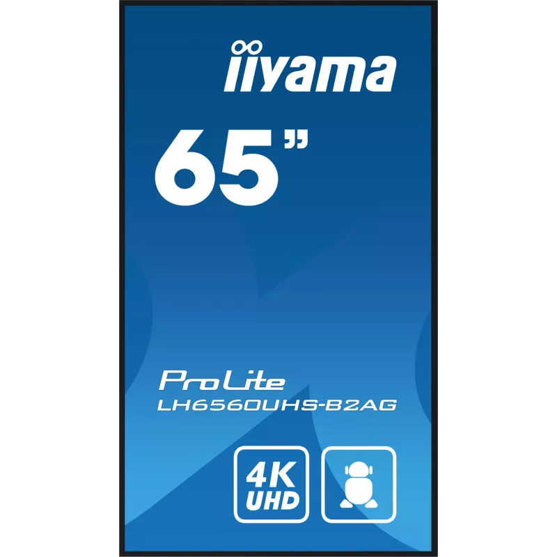 iiyama LH6560UHS-B2AG Pantalla de señalización digital A-board 163,8 cm (64,5 inch) LED Wi-Fi 500 cd/m² 4K Ultra HD Negro Procesador integrado Android 11 24/7