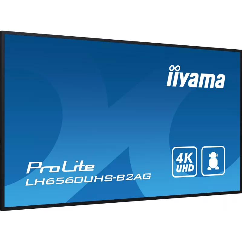 iiyama LH6560UHS-B2AG Pantalla de señalización digital A-board 163,8 cm (64,5 inch) LED Wi-Fi 500 cd/m² 4K Ultra HD Negro Procesador integrado Android 11 24/7