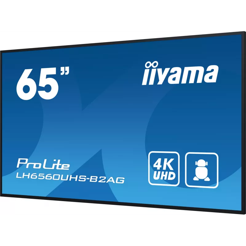 iiyama LH6560UHS-B2AG Pantalla de señalización digital A-board 163,8 cm (64,5 inch) LED Wi-Fi 500 cd/m² 4K Ultra HD Negro Procesador integrado Android 11 24/7