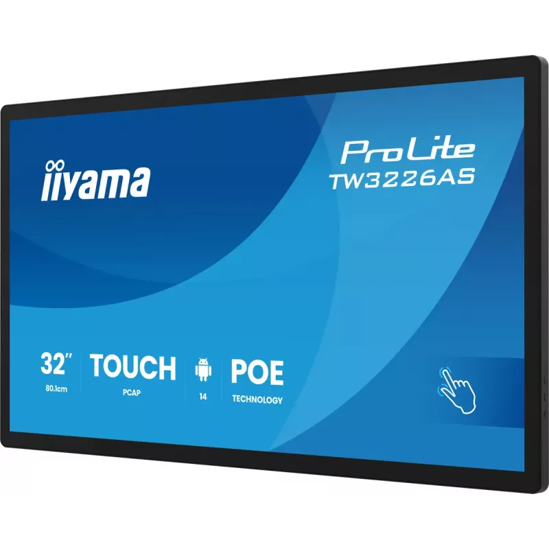 iiyama TW3226AS-B3P Pantalla de señalización digital diseño kiosco 80 cm (31,5 inch) LED Wi-Fi 430 cd/m² Full HD Negro Táctil Procesador integrado Android 24/7