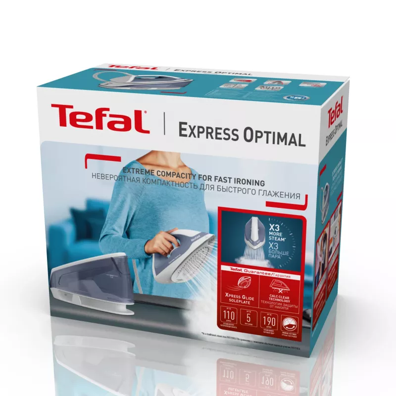 Tefal Express Optimal SV4110 2200 W 1,2 L Cerámica Express Glide Azul, Blanco