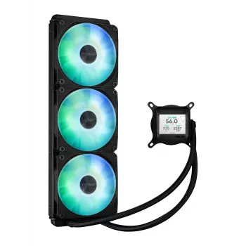 Refrigeración líquida todo en uno ASUS Prime LC 360 ARGB LCD — Radiador de 360 mm, 3 ventiladores de 120 mm, LCD, PWM, Negro