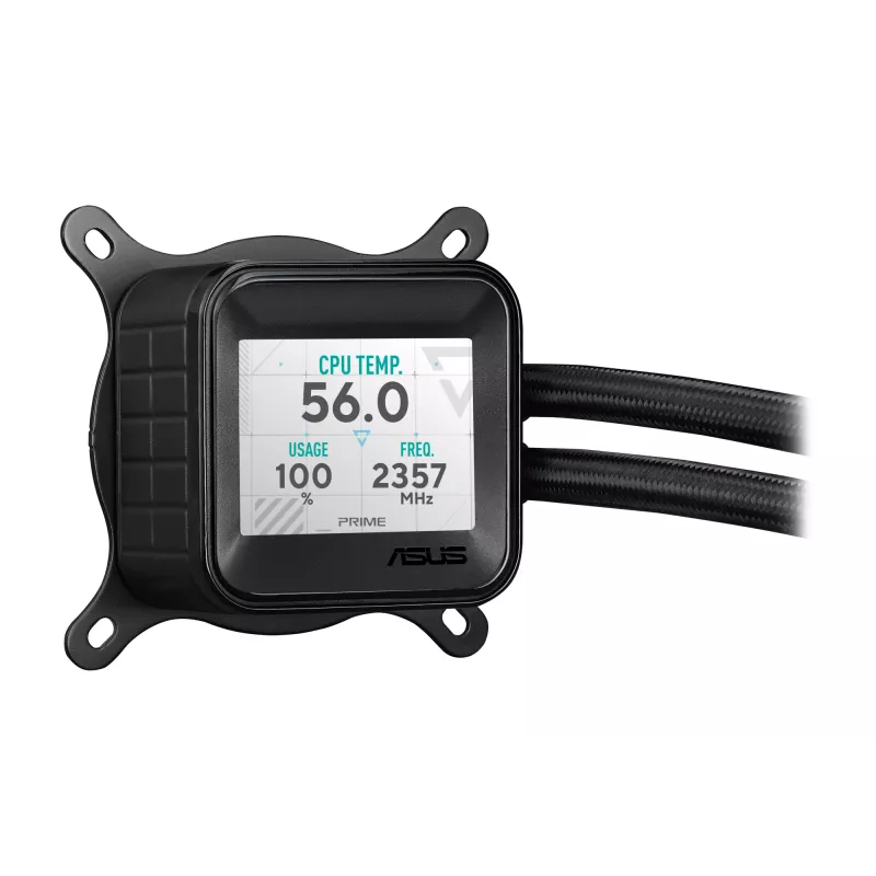 Refrigeración líquida todo en uno ASUS Prime LC 360 ARGB LCD — Radiador de 360 mm, 3 ventiladores de 120 mm, LCD, PWM, Negro