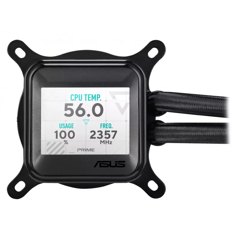Refrigeración líquida todo en uno ASUS Prime LC 360 ARGB LCD — Radiador de 360 mm, 3 ventiladores de 120 mm, LCD, PWM, Negro
