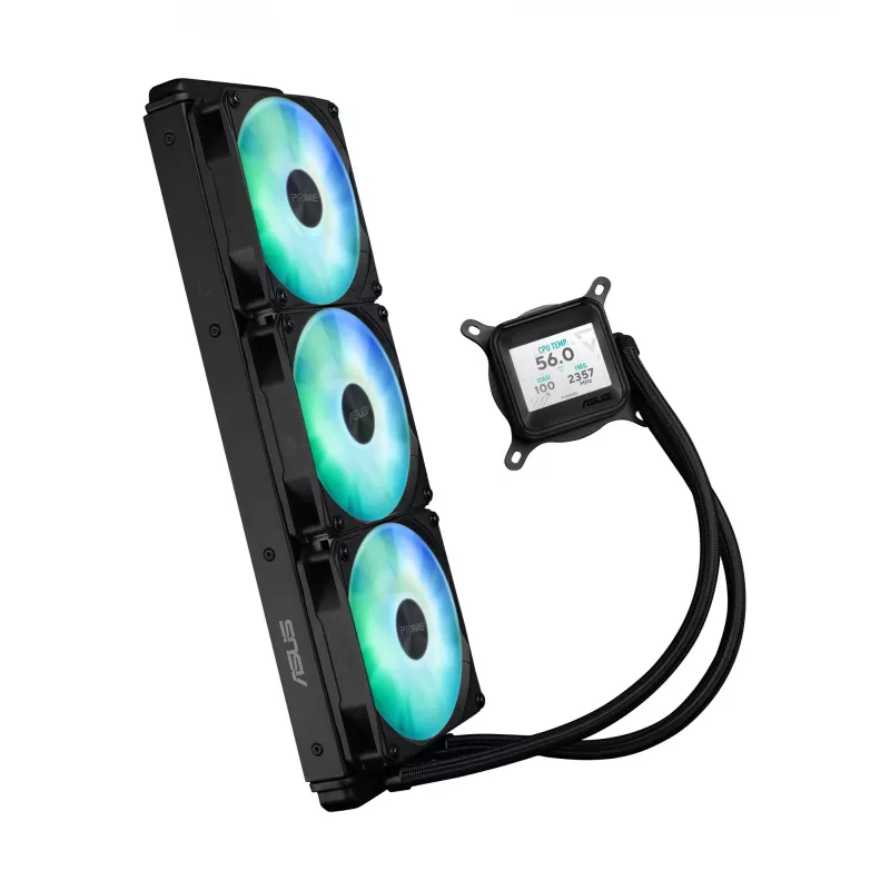 Refrigeración líquida todo en uno ASUS Prime LC 360 ARGB LCD — Radiador de 360 mm, 3 ventiladores de 120 mm, LCD, PWM, Negro