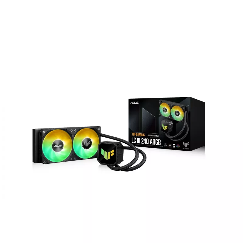 Refrigeración líquida todo en uno ASUS TUF GAMING LC III 240 ARGB — Radiador de 240 mm, 2 ventiladores ARGB de 120 mm, compatibilidad con socket AM5, Negro
