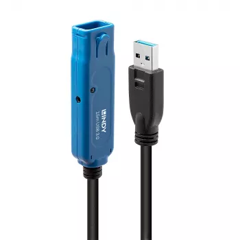 Lindy 15m USB 3.0 Active Extension Pro, 15 m, USB A, USB A, USB 3.2 Gen 1 (3.1 Gen 1), 5 Gbit/s, Negro