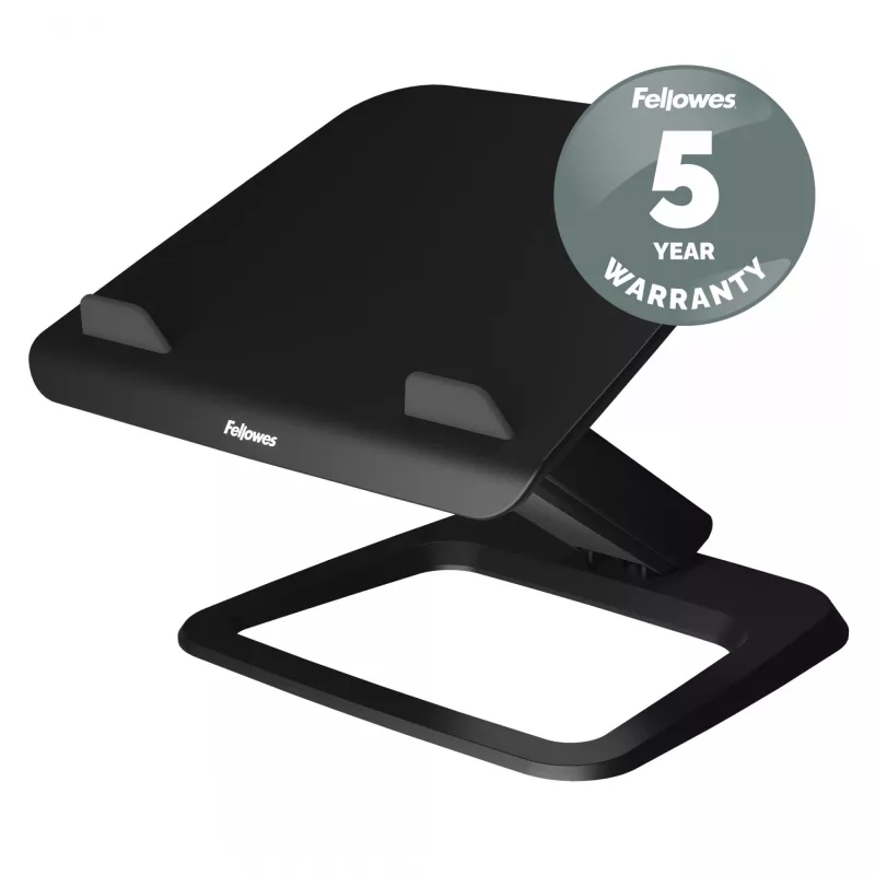 Soporte para portátil Fellowes para escritorio – Soporte para portátil Hana LT para casa y oficina – Soporte para portátil ajustable con 3 alturas – Tamaño máximo de pantalla 19 inch – Peso máximo 4,5 kg – Negro