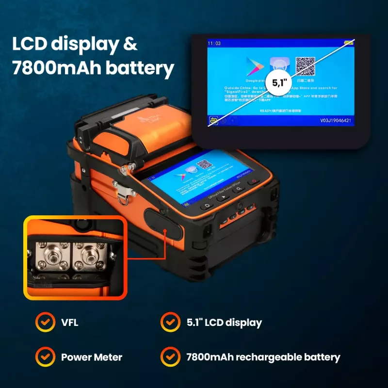 Fusionadora de empalme Extralink AI-9 7800mAh batería lámpara LED LCD 5,1