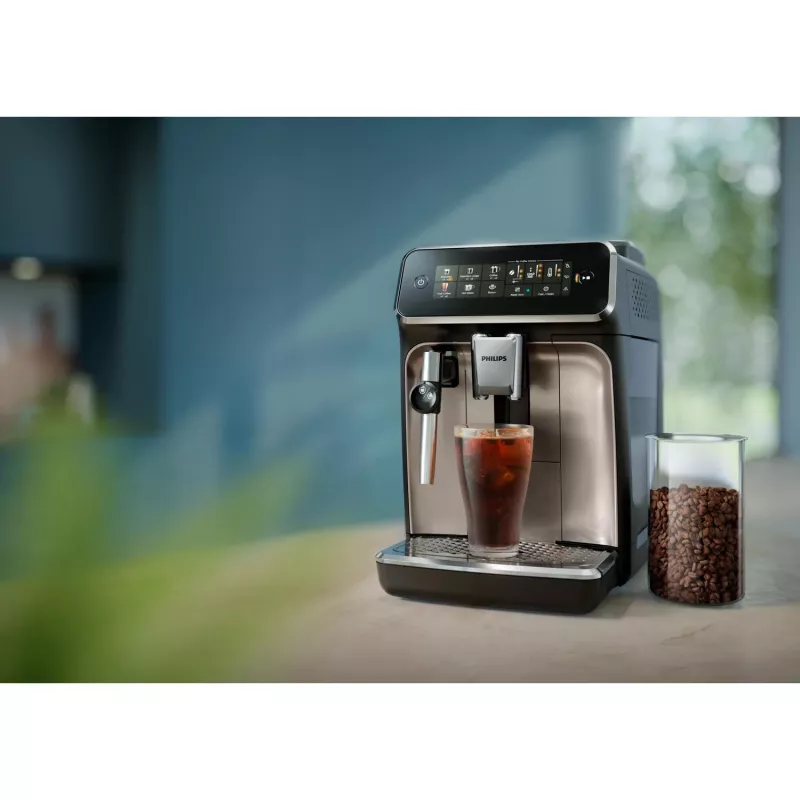 Cafetera espresso Philips EP3349/70 — superautomática, 15 bar, depósito de café en grano 275 g, molinillo cerámico, depósito de leche