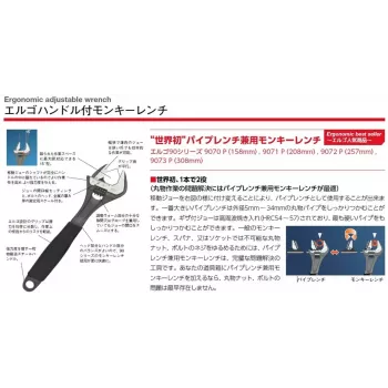 Llave inglesa ajustable Bahco 9031-T Apertura 21,8 cm Peso 325 g