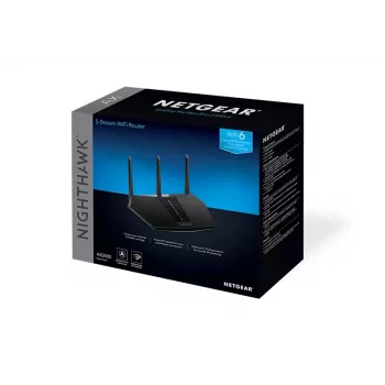 Router NETGEAR Nighthawk AX/5-Stream AX2400 WiFi 6 (RAX30) Router inalámbrico Gigabit Ethernet Dual-Band (2,4 GHz / 5 GHz) Negro