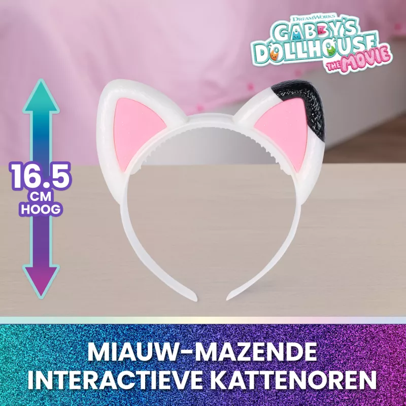 Gabbys Dollhouse: La película, orejas interactivas Miauz-tásticas, diadema con luces, sonidos y 3 modos de juego, juguete para niñas y niños a partir de 3 años