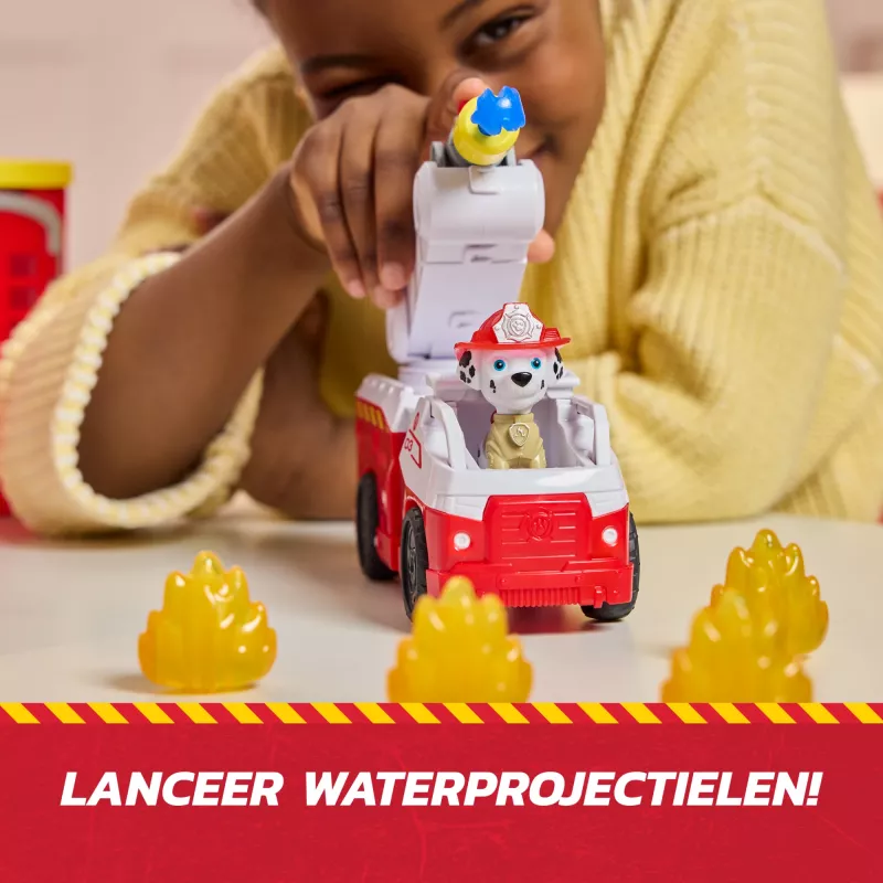 PAW Patrol Fire Rescue centro de mando de rescate de bomberos con figura de Marshall, camión de bomberos de rescate, luces, lanzador y efectos de sonido, juguete infantil para niños y niñas a partir de 3 años