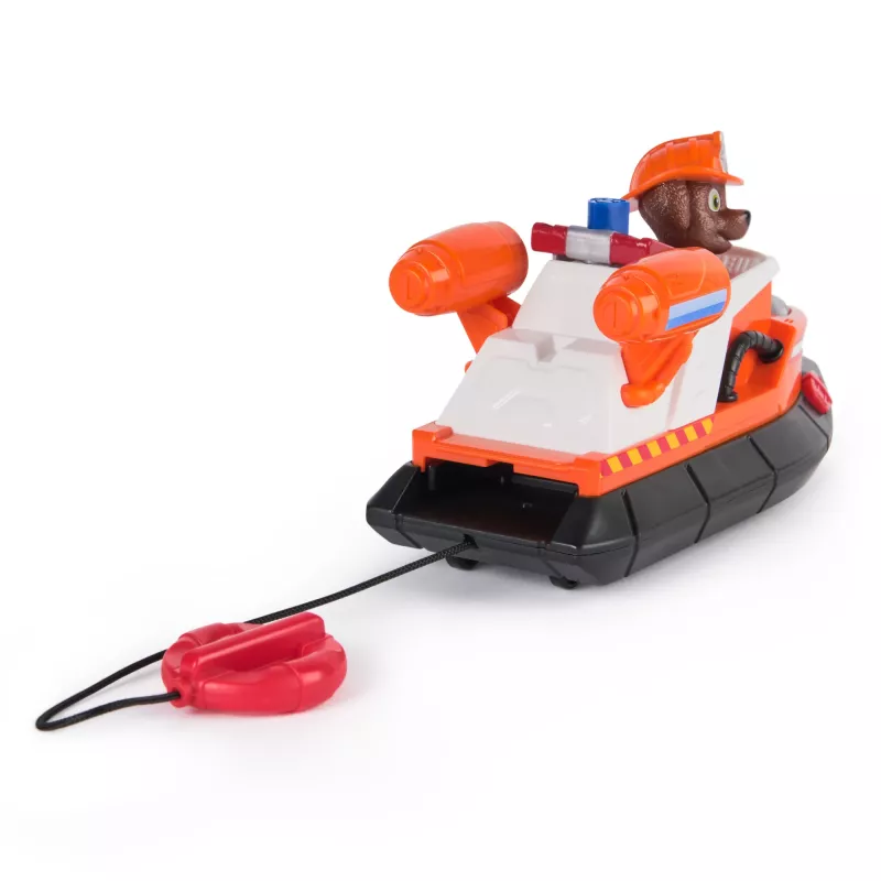 PAW Patrol Fire Rescue: Zuma lancha de bomberos de rescate con figura de acción, salvavidas lanzable, mapache y barco de juguete, juguete infantil para niños y niñas a partir de 3 años