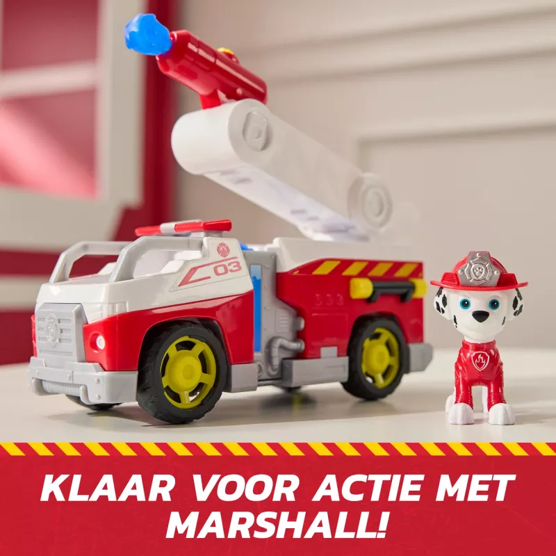 Coche de juguete de bomberos Spin Master Marshall Rescue Fire Engine con figura de acción, lanzador de proyectiles, plástico, a partir de 3 años