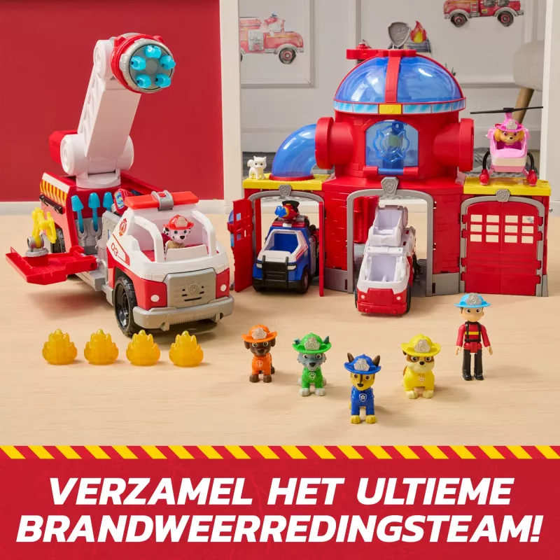 Coche de juguete de bomberos Spin Master Marshall Rescue Fire Engine con figura de acción, lanzador de proyectiles, plástico, a partir de 3 años