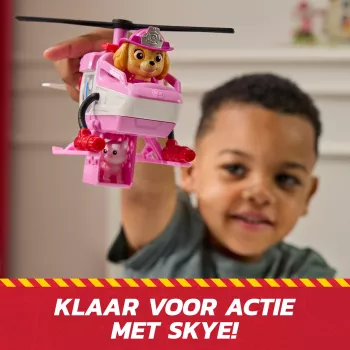 PAW Patrol Fire Rescue: Skye helicóptero de rescate con figura de acción, amigo felino y helicóptero de juguete, juguete para niños y niñas a partir de 3 años