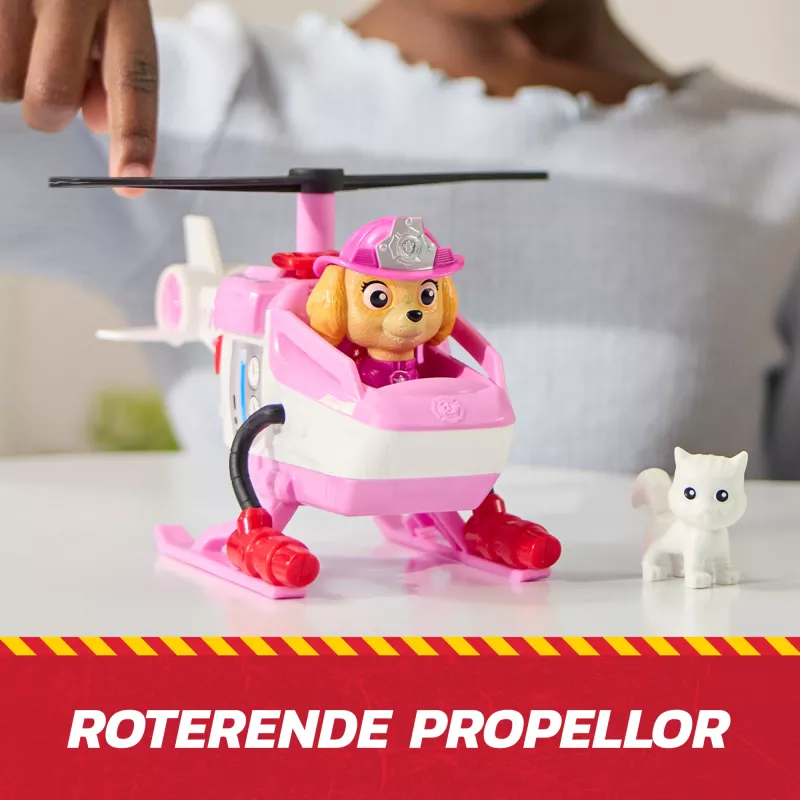 PAW Patrol Fire Rescue: Skye helicóptero de rescate con figura de acción, amigo felino y helicóptero de juguete, juguete para niños y niñas a partir de 3 años