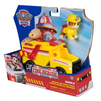 PAW Patrol Fire Rescue: Rubble Rescue camión volquete de bomberos con figura de acción, proyectiles y camión de juguete, juguete para niños y niñas a partir de 3 años