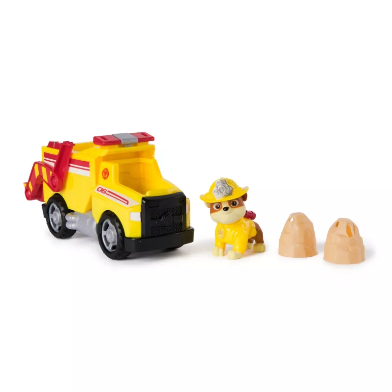 PAW Patrol Fire Rescue: Rubble Rescue camión volquete de bomberos con figura de acción, proyectiles y camión de juguete, juguete para niños y niñas a partir de 3 años