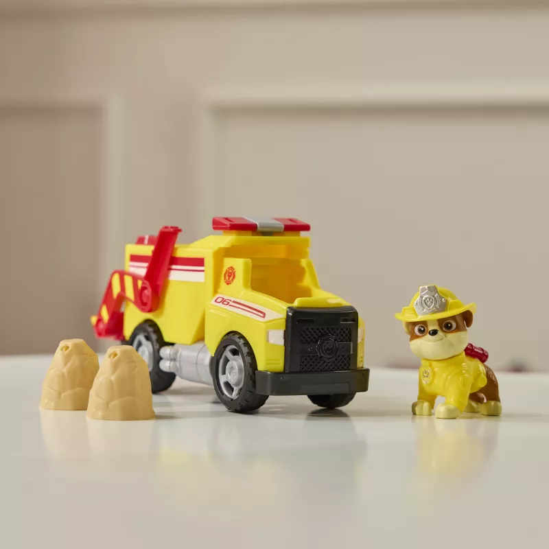 PAW Patrol Fire Rescue: Rubble Rescue camión volquete de bomberos con figura de acción, proyectiles y camión de juguete, juguete para niños y niñas a partir de 3 años