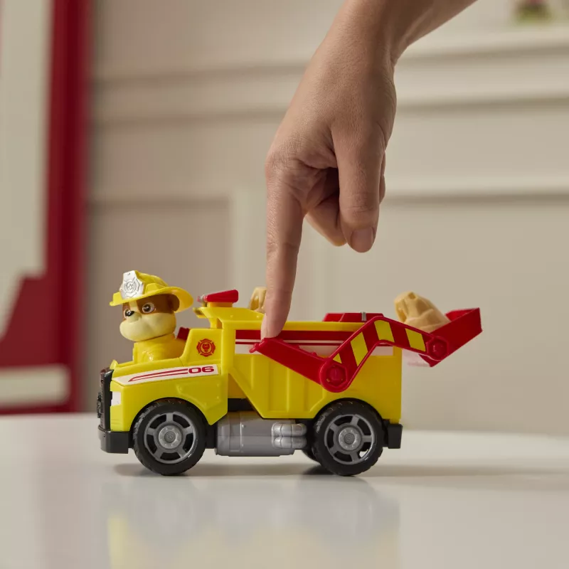 PAW Patrol Fire Rescue: Rubble Rescue camión volquete de bomberos con figura de acción, proyectiles y camión de juguete, juguete para niños y niñas a partir de 3 años