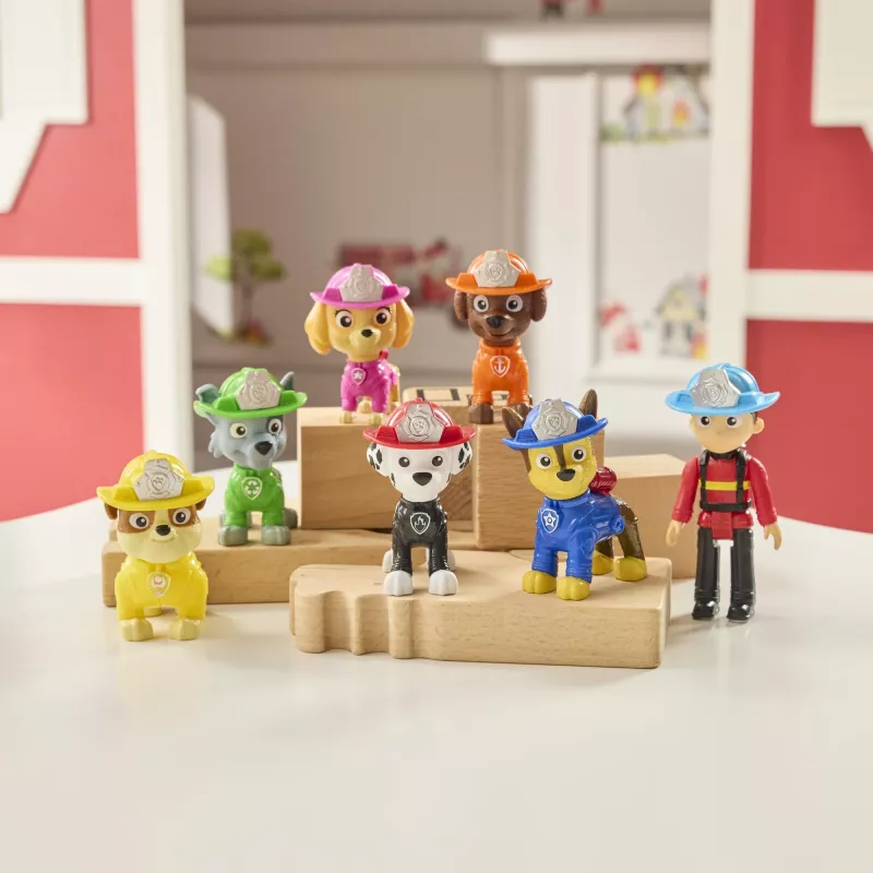 PAW Patrol pack de equipo de rescate de bomberos con 7 figuras de acción coleccionables, incl. Ryder y 6 cachorros, juguete para niños y niñas a partir de 3 años