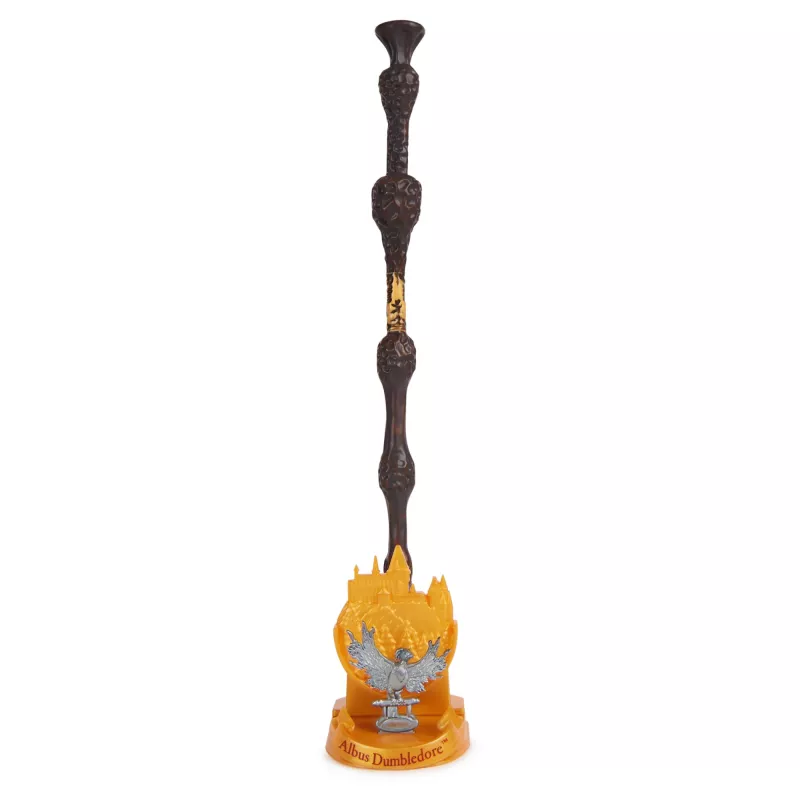 Spin Master Wizarding World Harry Potter varita auténtica de Albus Dumbledore con soporte de Hogwarts, para juegos de rol, de plástico, a partir de 14 años