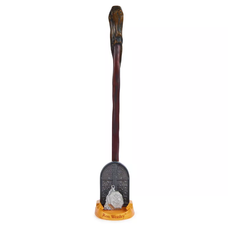 Spin Master Wizarding World Harry Potter varita auténtica de Ron Weasley con soporte de Hogwarts, para juegos de rol, de plástico, a partir de 14 años