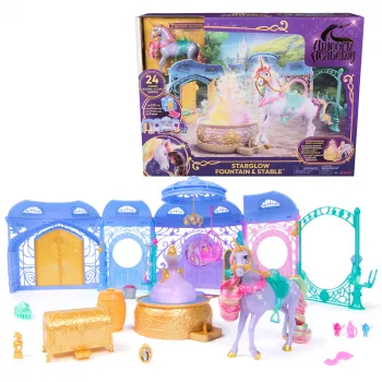 Set de juego Spin Master Unicorn Academy establo con fuente, efectos de luz y sonido